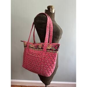 Vera Bradley retired pink pansey medium zipper tote